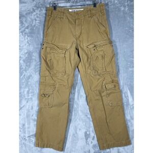 Eddie Bauer Mens Khaki Cotton Twill Multi Pocket Tactical Cargo Pants 32x32